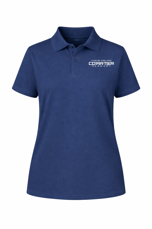Performance Tech Polo - Navy, With Coeur d'Alene Charter Academy Logo
