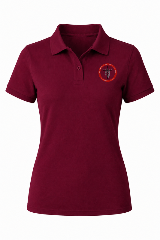 Classic Comfort Polo - Burgundy, With St. Bridget of Sweden Logo