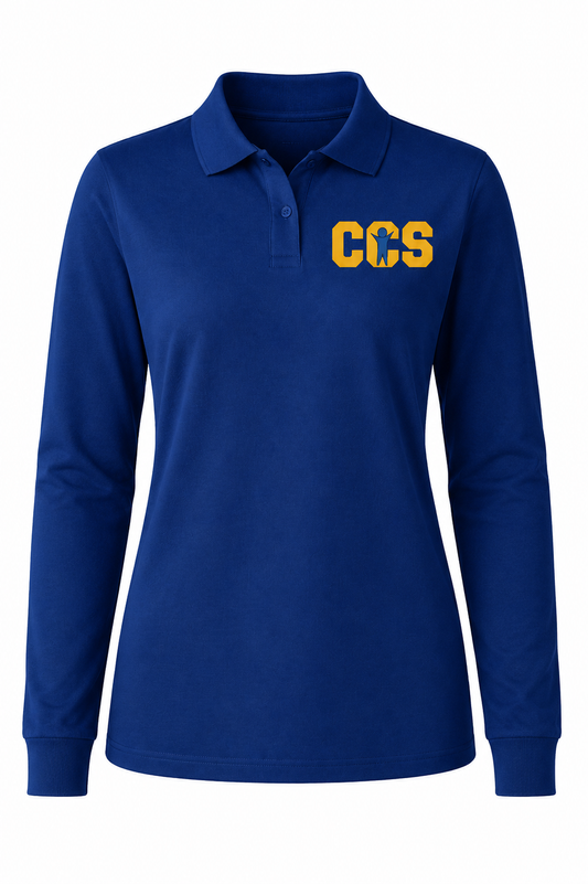 Classic Comfort Long Sleeve Polo - With Children's Community School Logo