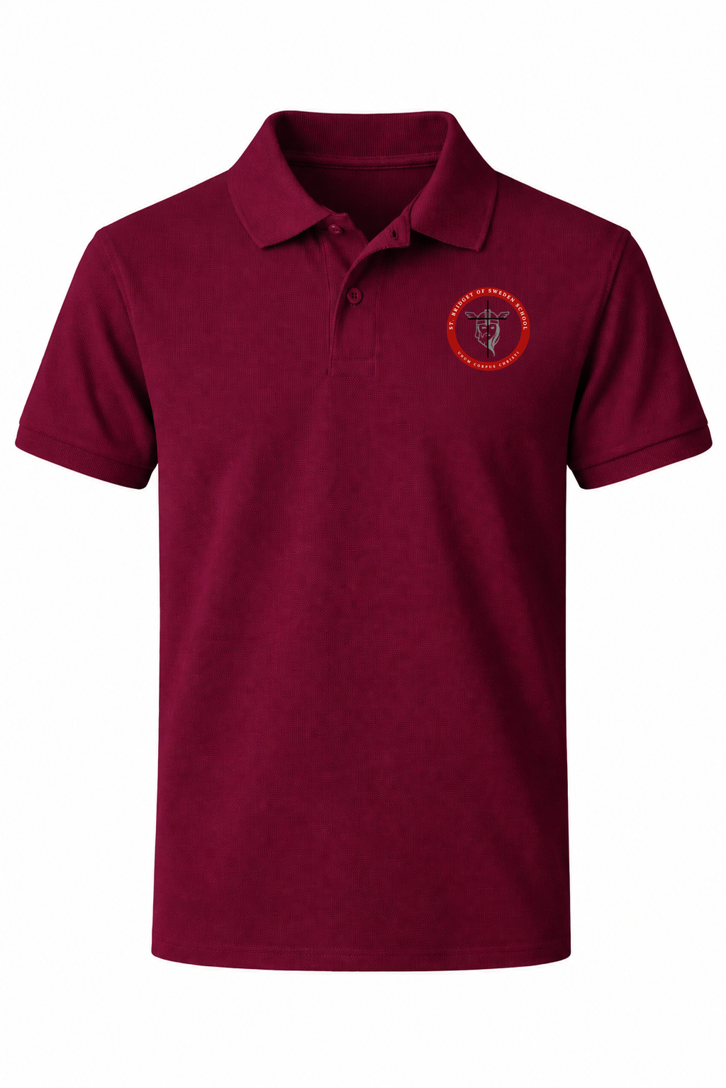 Classic Comfort Polo - Burgundy, With St. Bridget of Sweden Logo