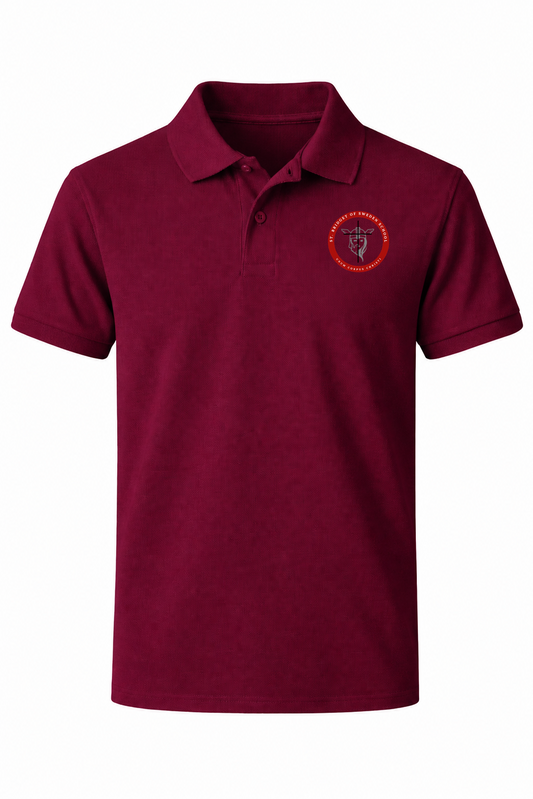 Classic Comfort Polo - Burgundy, With St. Bridget of Sweden Logo
