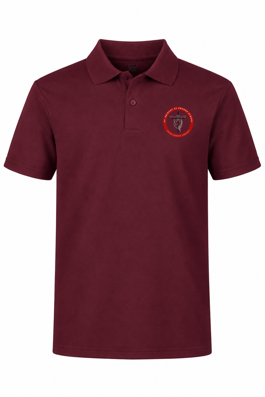 Performance Tech Polo - Burgundy, With St. Bridget of Sweden Logo