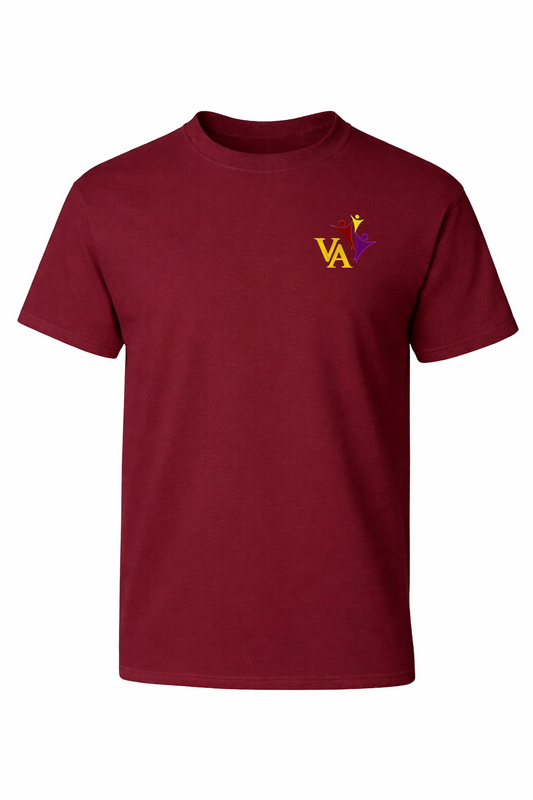 Gym T-Shirt - Burgundy, With Victory Academy Logo