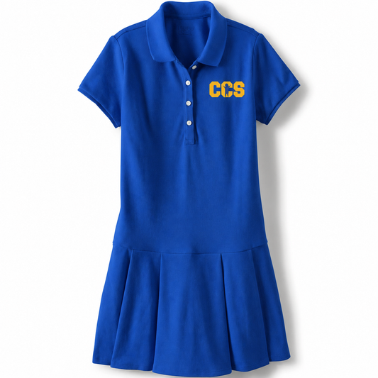 Pleated Polo Dress - With Children's Community School Logo