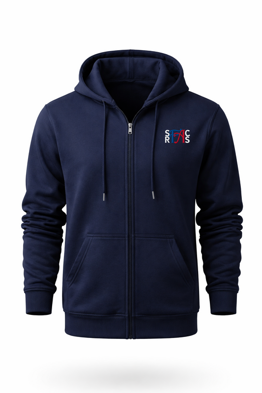 Zip Hoodie (unisex) - Navy, With SRFACS Logo