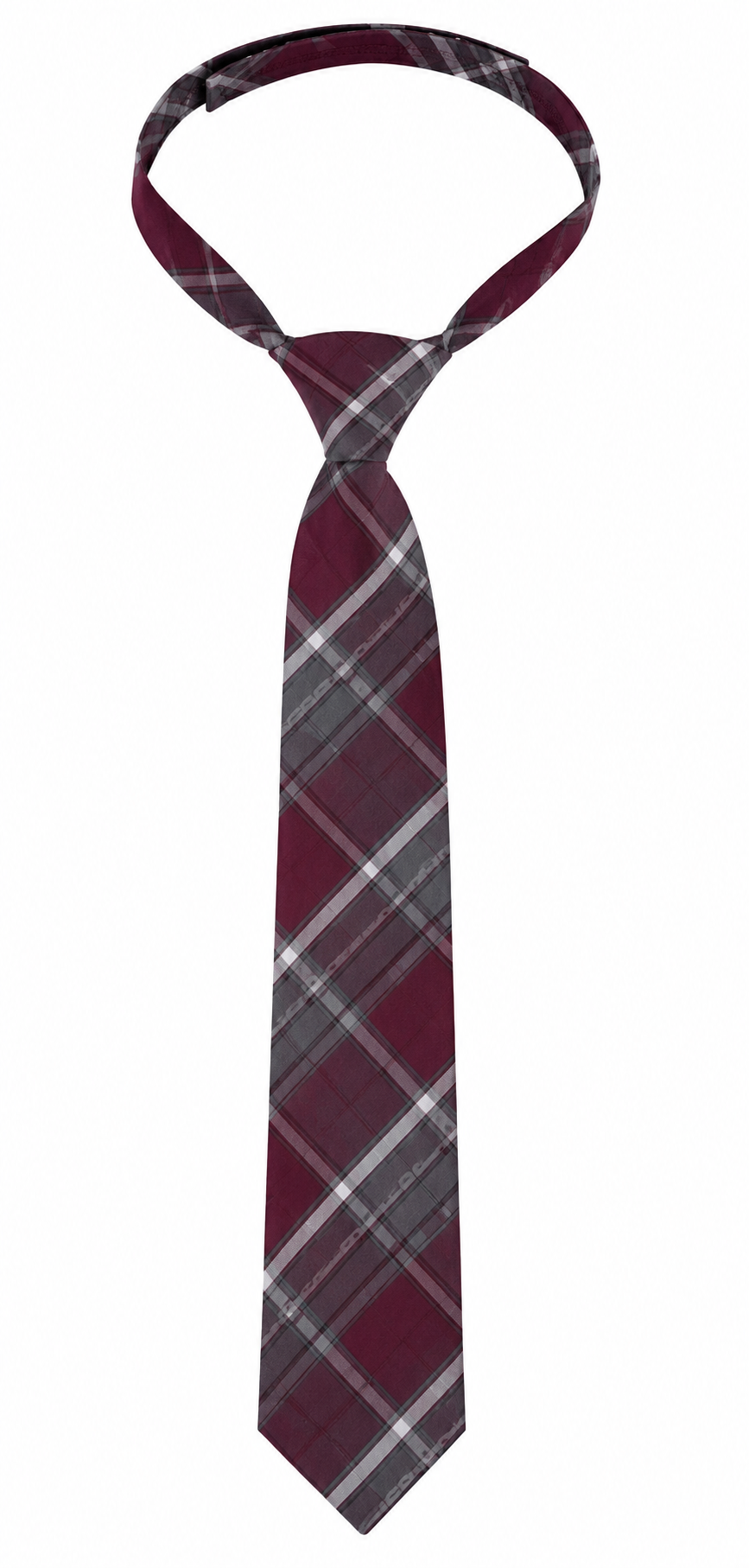 The Adjustable Neck Tie - Maroon Plaid
