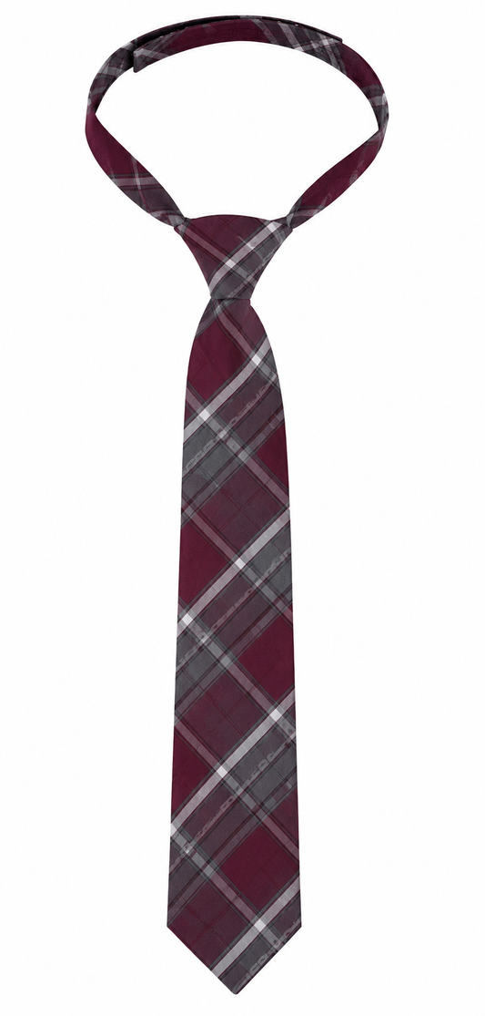 The Adjustable Neck Tie - Maroon Plaid