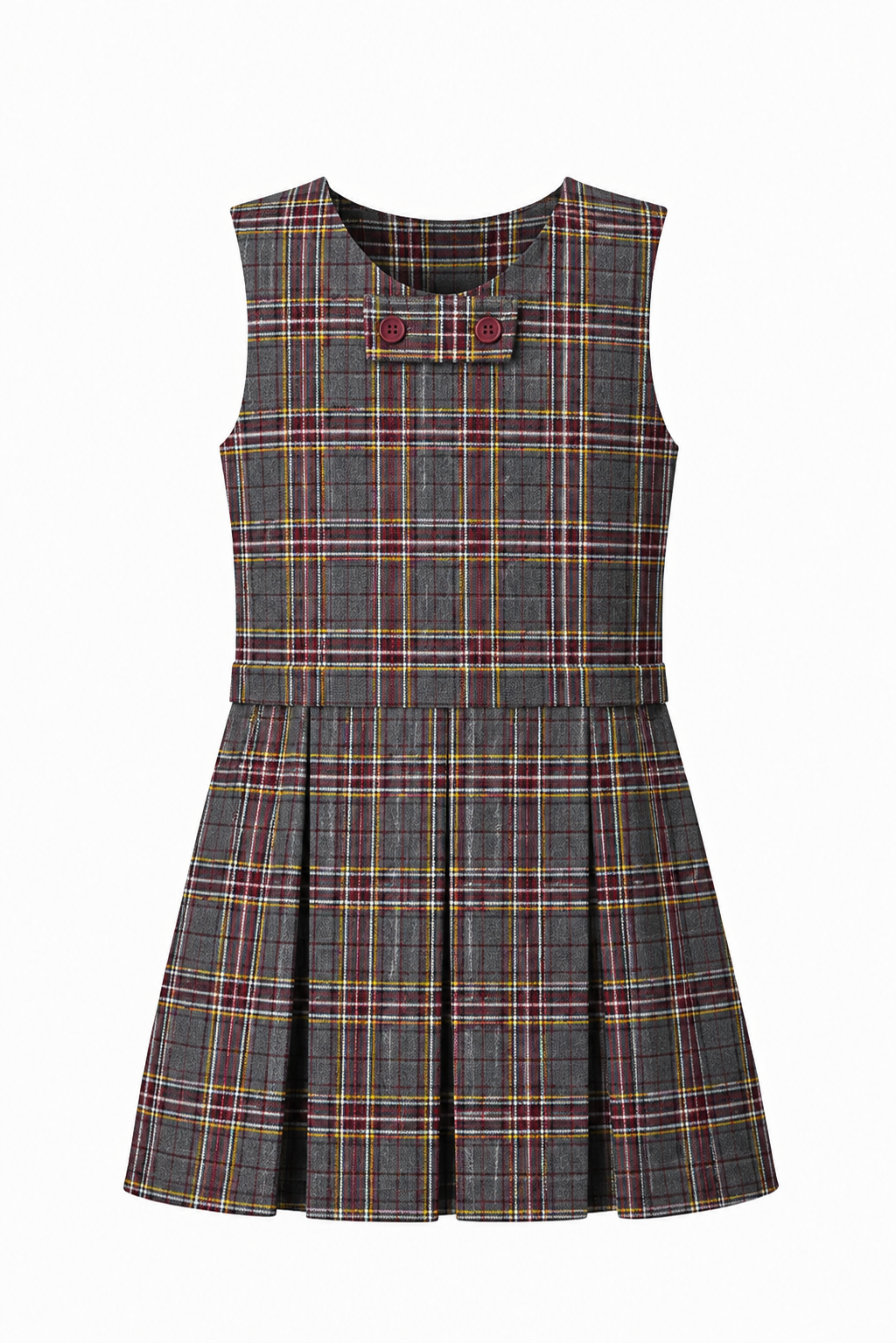 Front Zip Jumper - Gray/Burgundy/Yellow Plaid