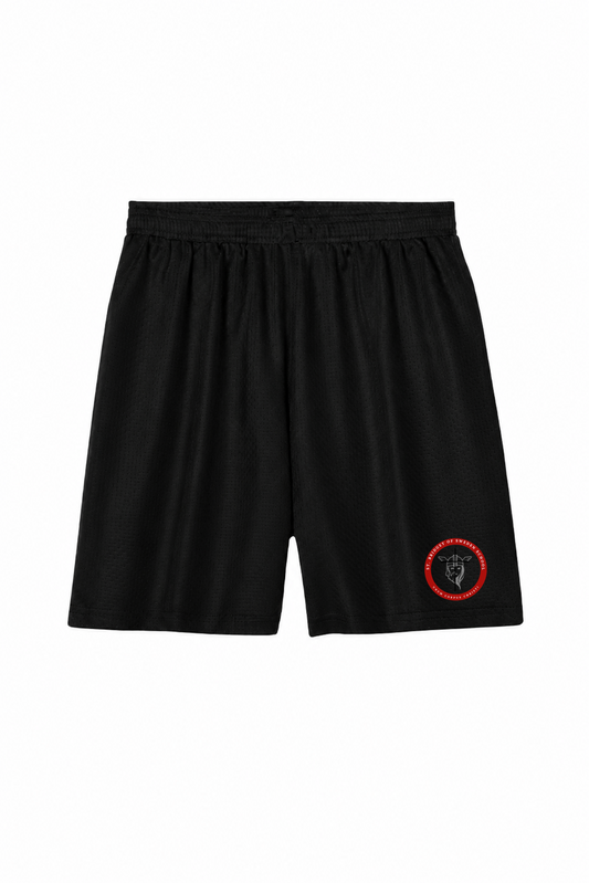 Boys Mesh Shorts - Black, With St. Bridget of Sweden Logo