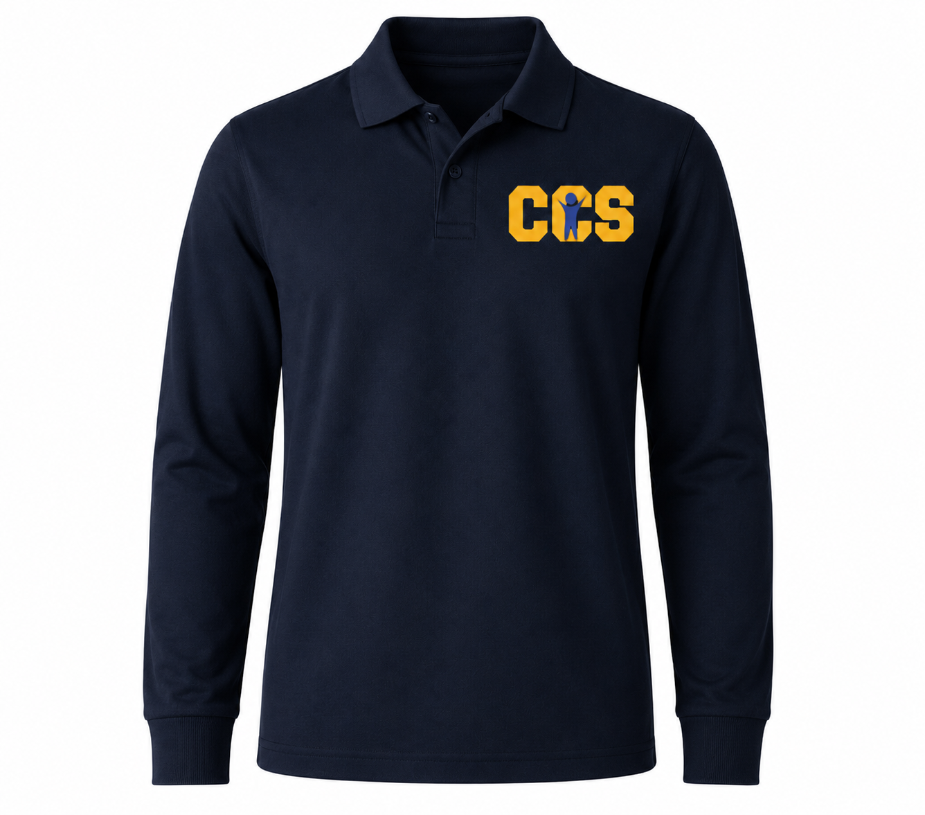 Classic Comfort Long Sleeve Polo - With Children's Community School Logo