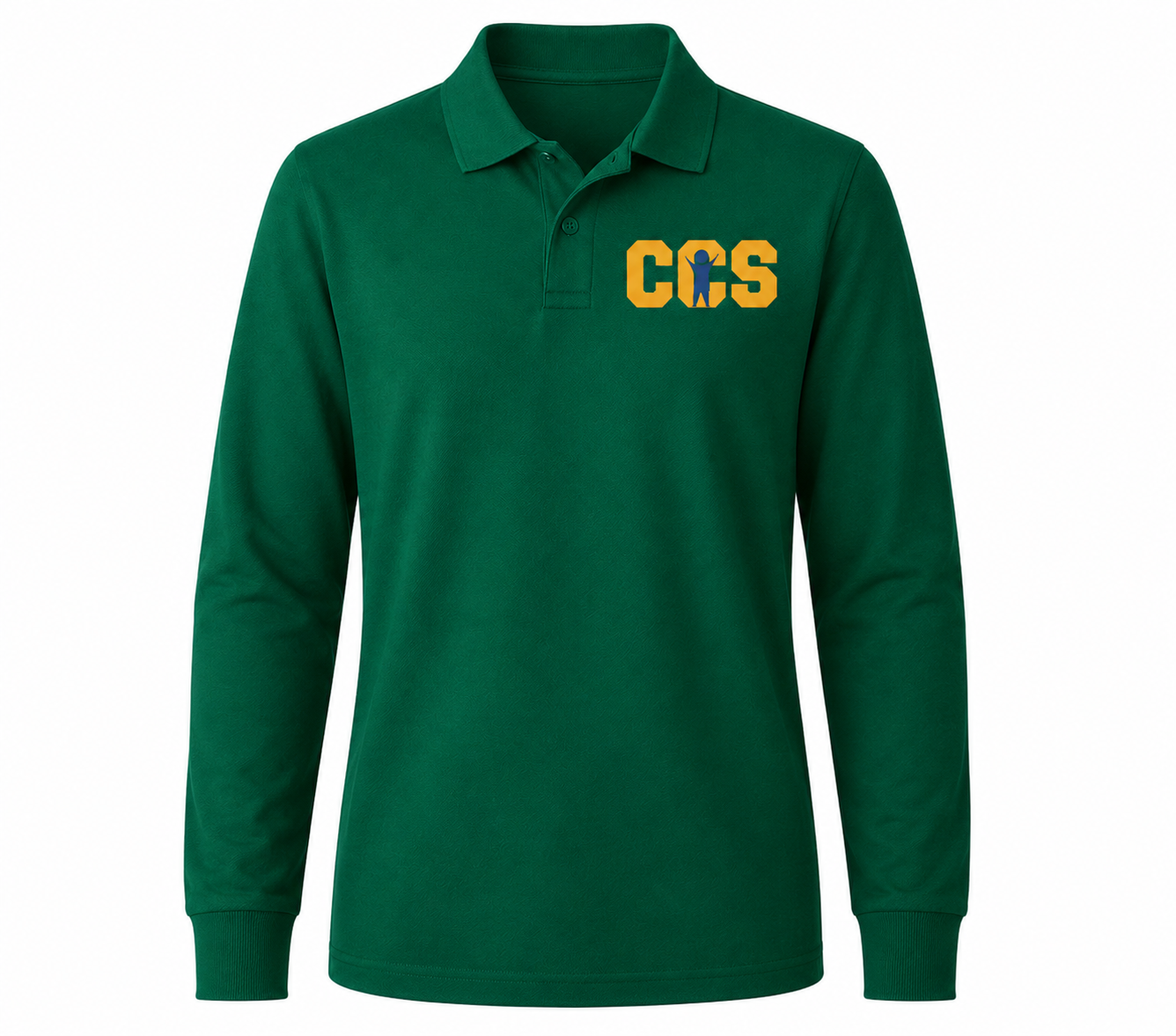 Classic Comfort Long Sleeve Polo - With Children's Community School Logo