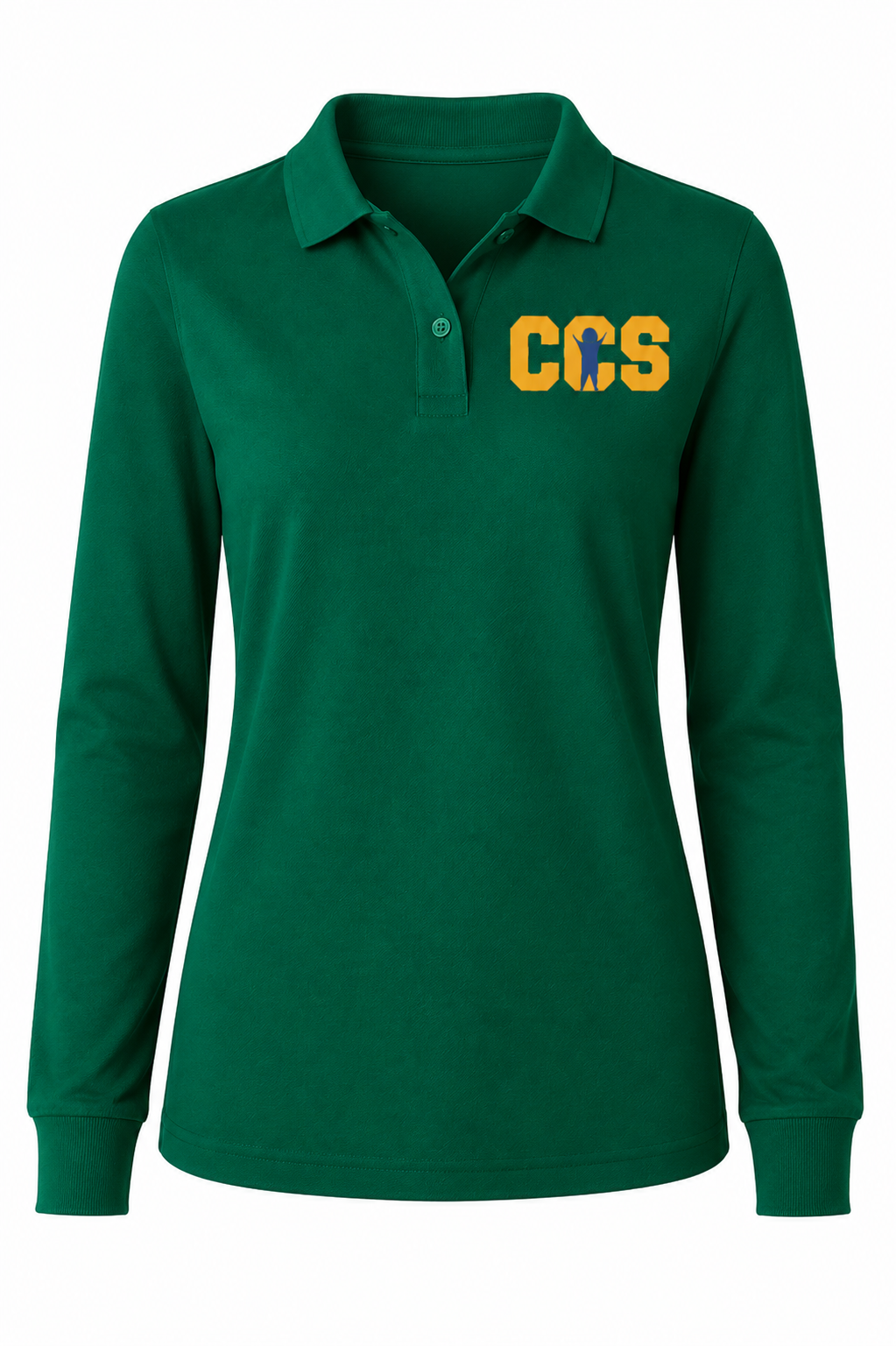 Classic Comfort Long Sleeve Polo - With Children's Community School Logo