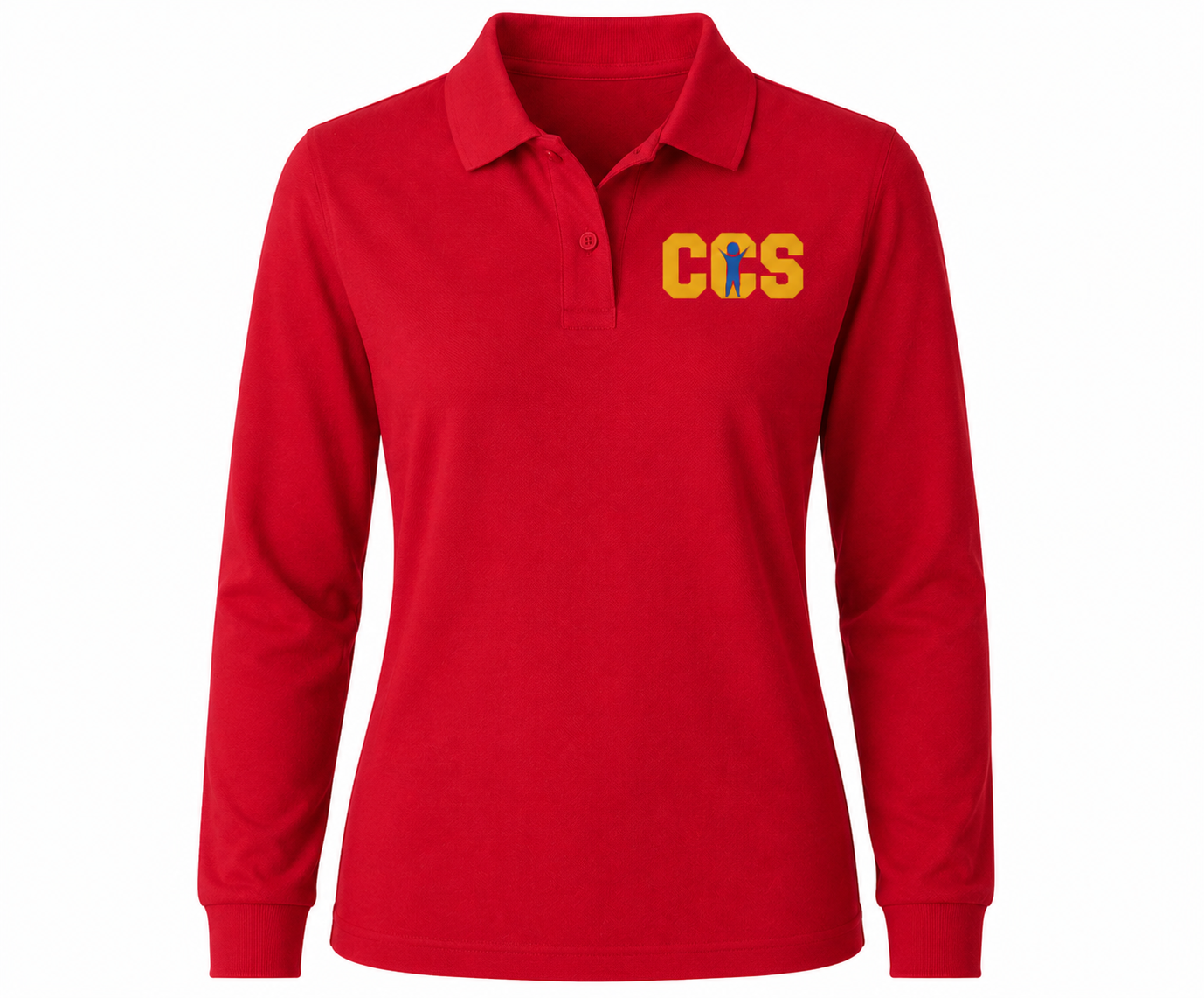 Classic Comfort Long Sleeve Polo - With Children's Community School Logo