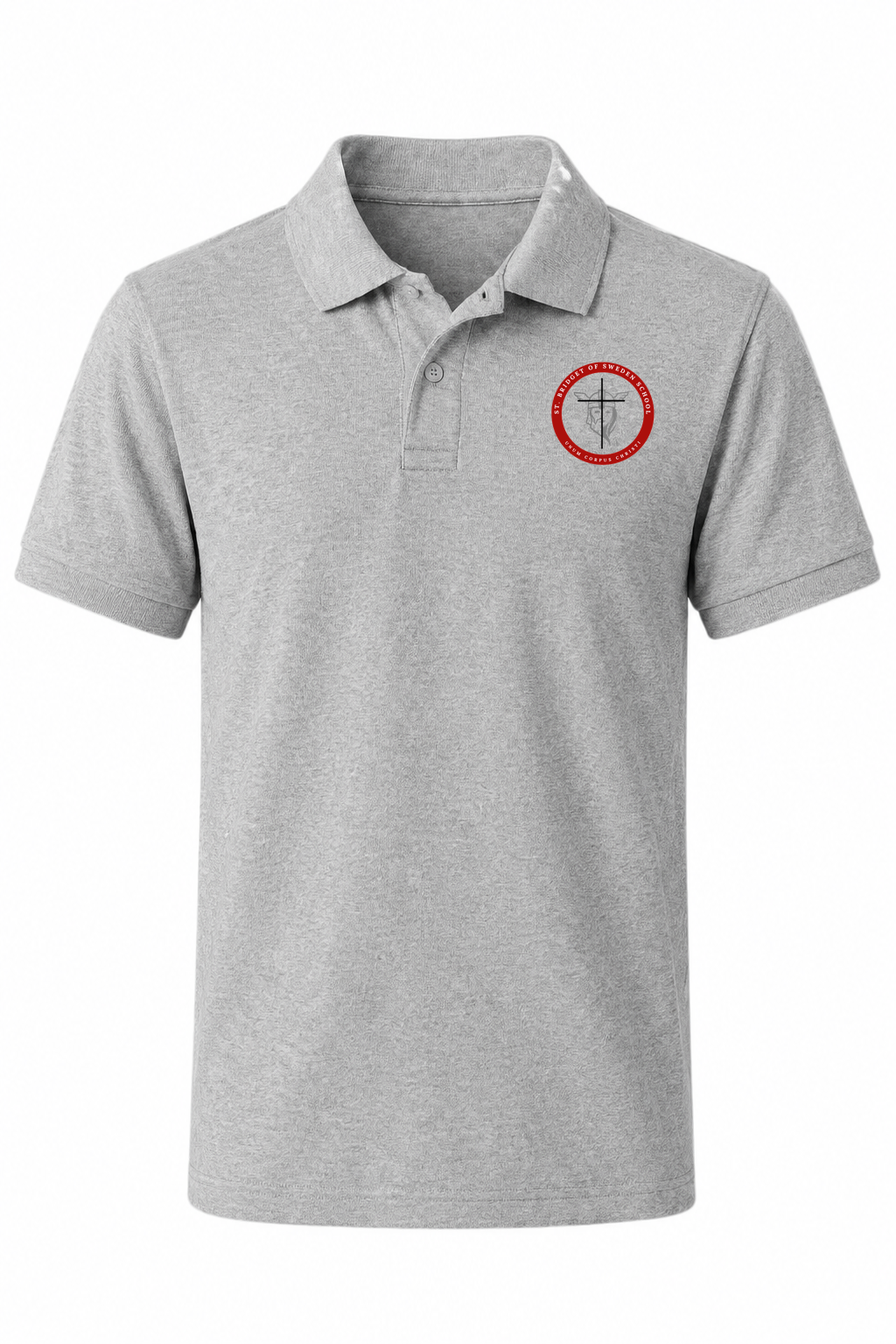 Classic Comfort Polo - Gray, With St. Bridget of Sweden Logo