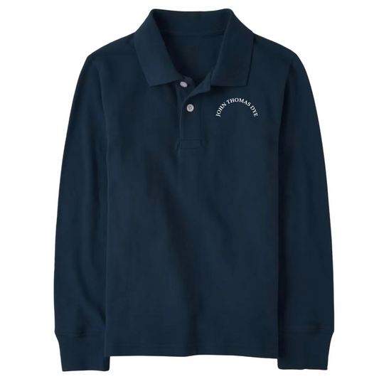 Classic Comfort Long Sleeve Polo (unisex) - Navy, Embroidered with JTD