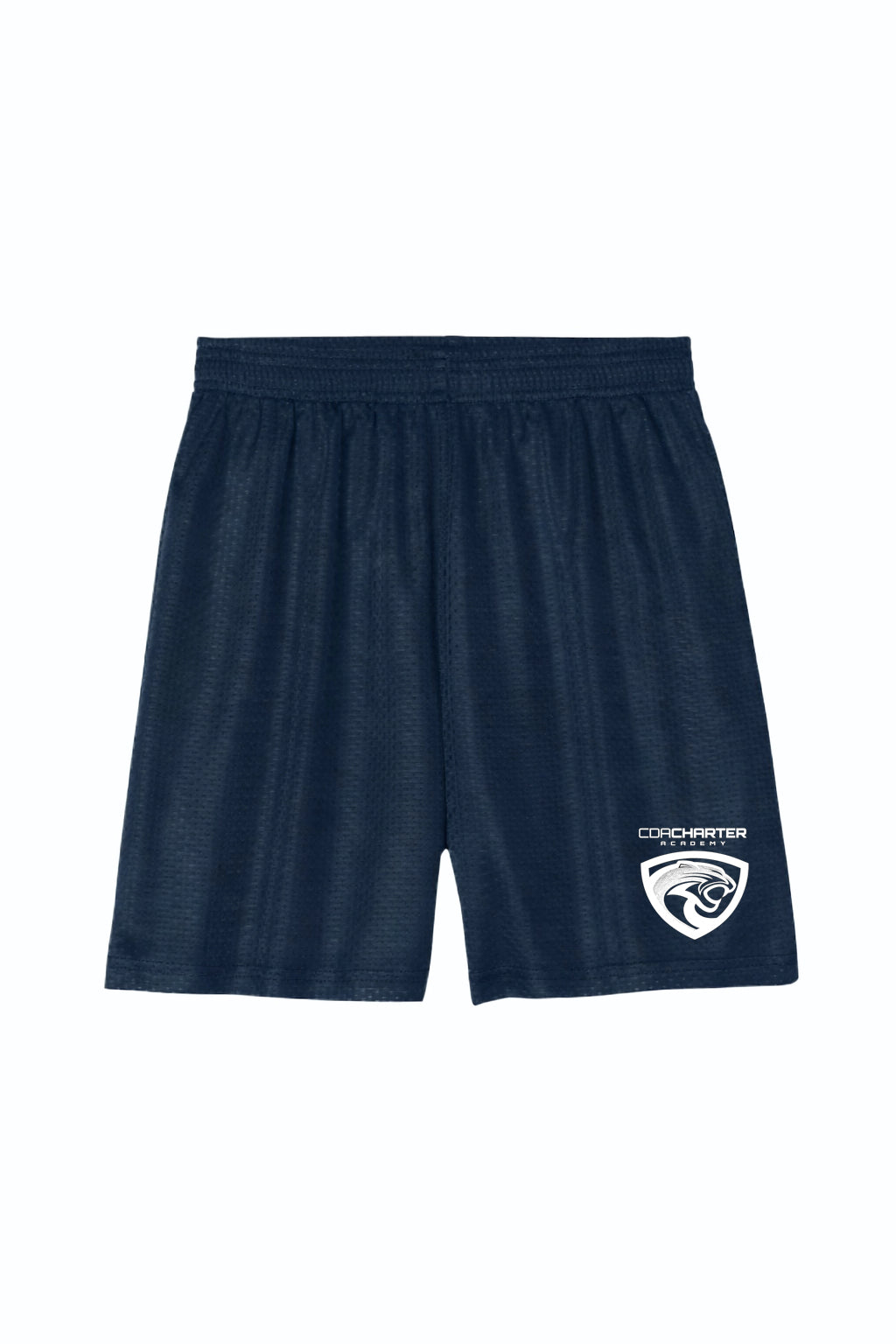 Mesh Shorts - Navy, With Coeur d'Alene Charter Academy Logo