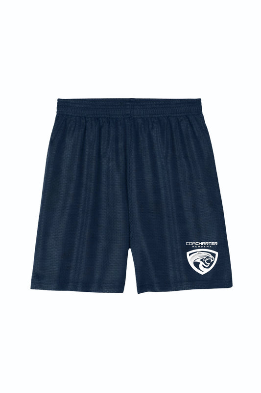 Mesh Shorts - Navy, With Coeur d'Alene Charter Academy Logo