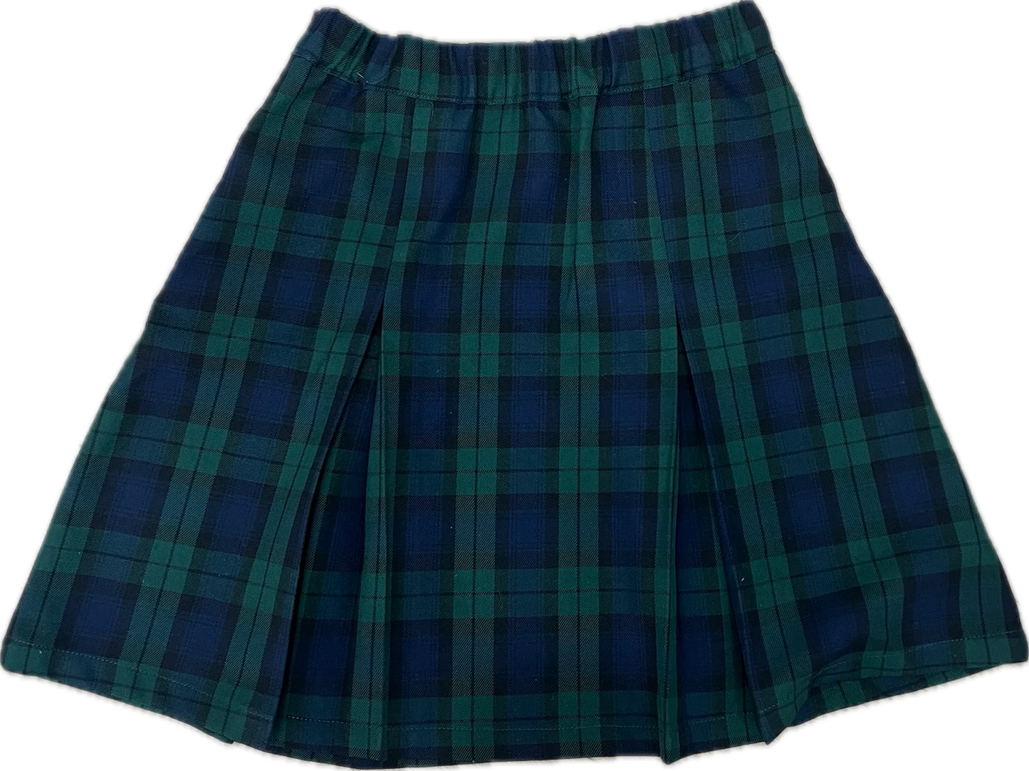 Simple Pleat Skirt - Navy/Green Plaid