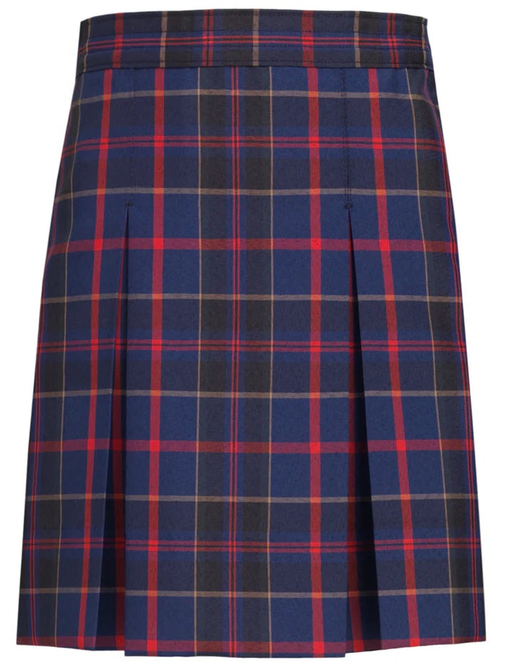 Simple Pleat Skirt - Red/Navy Plaid