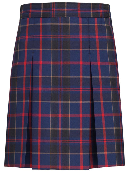Simple Pleat Skirt - Red/Navy Plaid