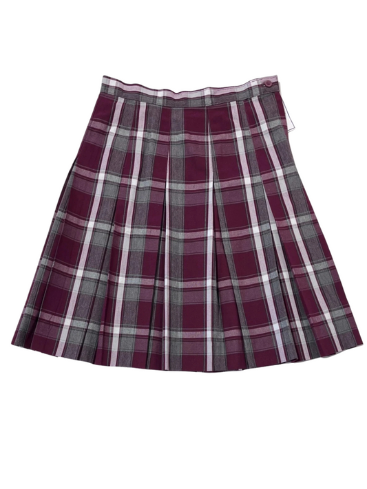 Simple Pleat Skirt - Maroon Plaid