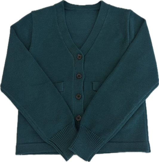 Lux Knit V Neck Cardigan Sweater (unisex) - Forest Green