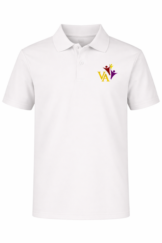 Performance Tech Polo (unisex) - White, With Victory Academy Logo