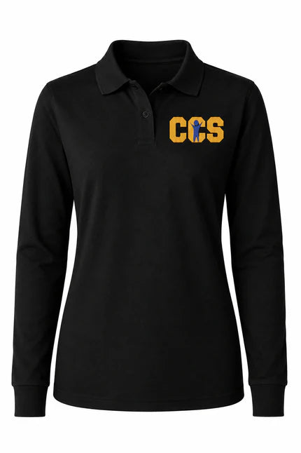 Classic Comfort Long Sleeve Polo - With Children's Community School Logo