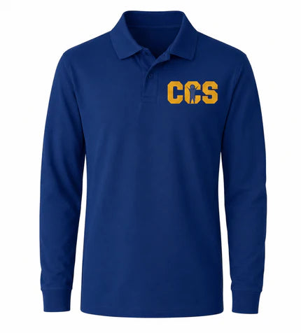 Classic Comfort Long Sleeve Polo - With Children's Community School Logo