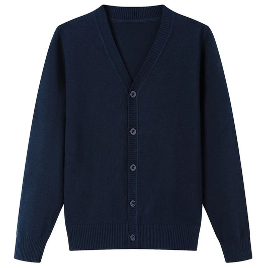 Lux Knit V Neck Cardigan Sweater (unisex) - Navy