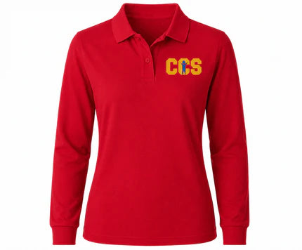 Classic Comfort Long Sleeve Polo - With Children's Community School Logo