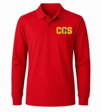 Classic Comfort Long Sleeve Polo - With Children's Community School Logo