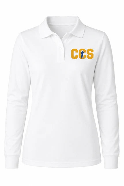 Classic Comfort Long Sleeve Polo - With Children's Community School Logo